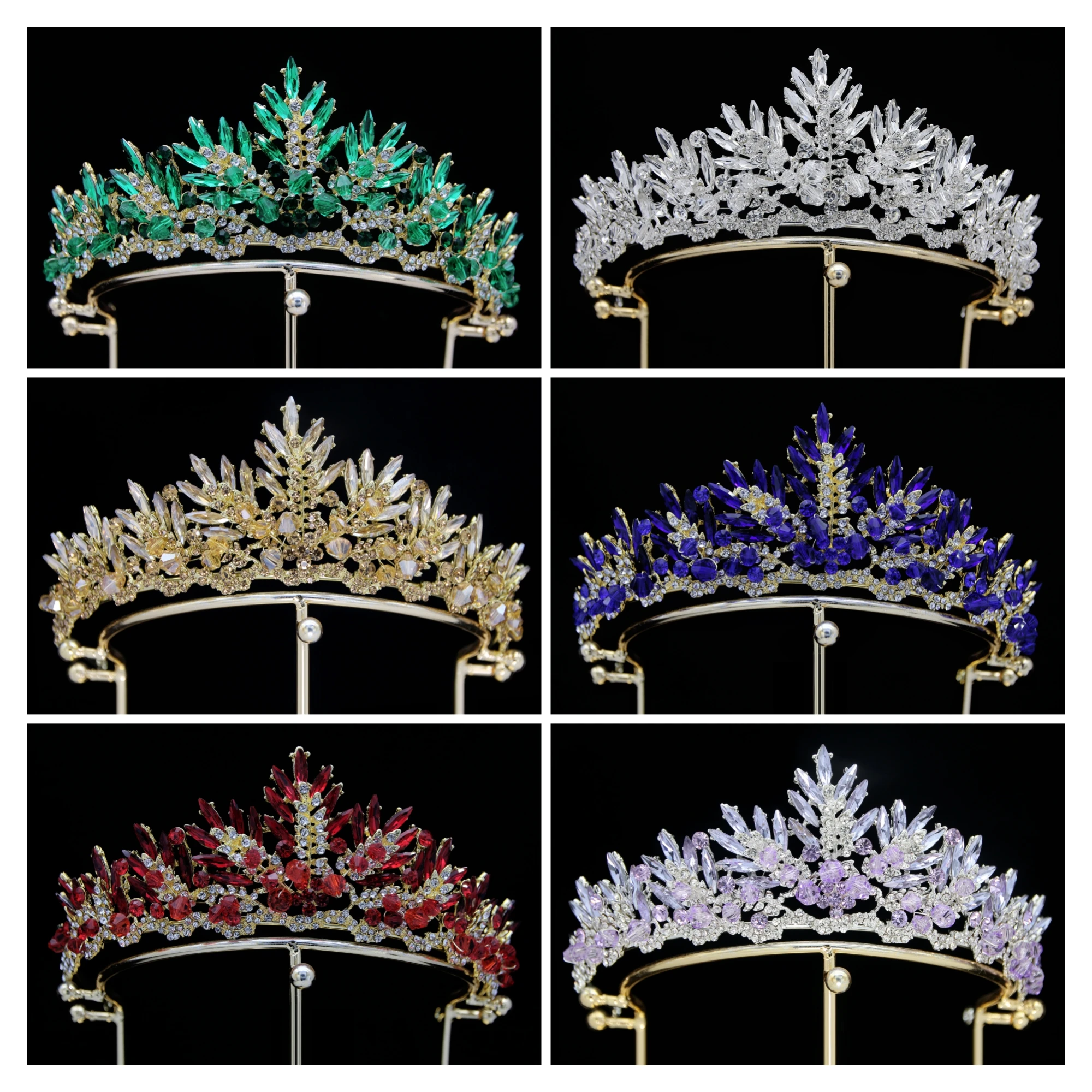 New design princess silver rhinestone crystal pageant wedding bridal handmade crown and tiara for women