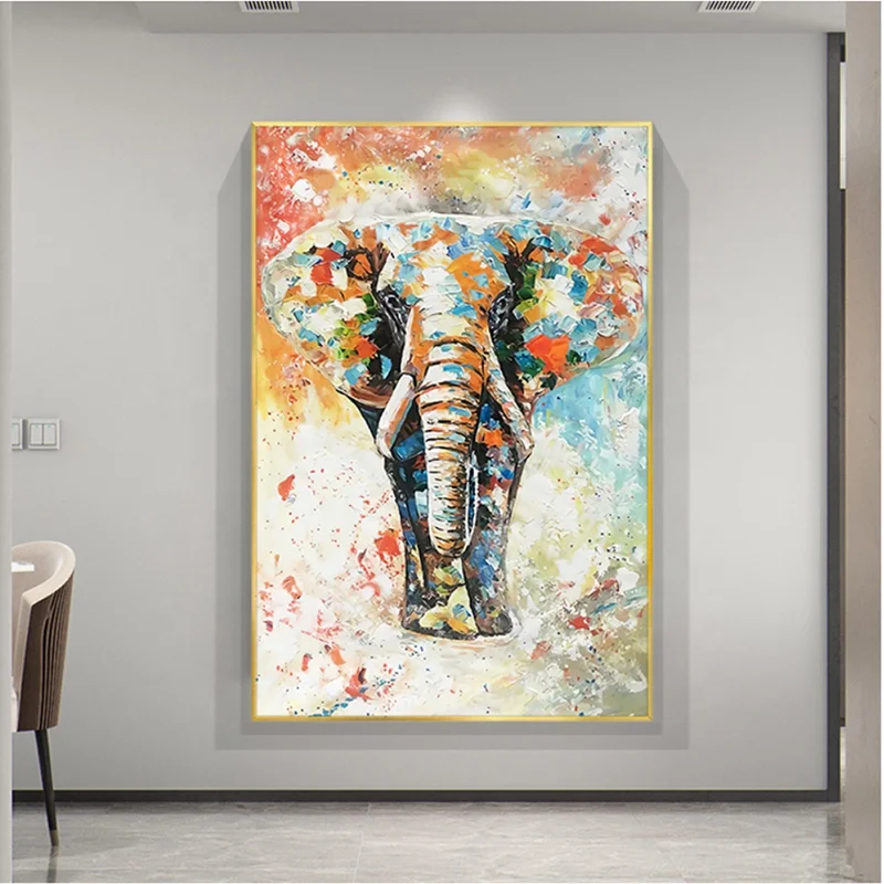 Hand-painted oil paintings of elephants and animals  cloth cover peinture canvas wall art banksy canvas