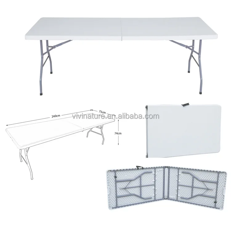 6ft Portable Heavy Duty Plastic Folding Table  Fold-in-Half Utility Foldable Picnic Table