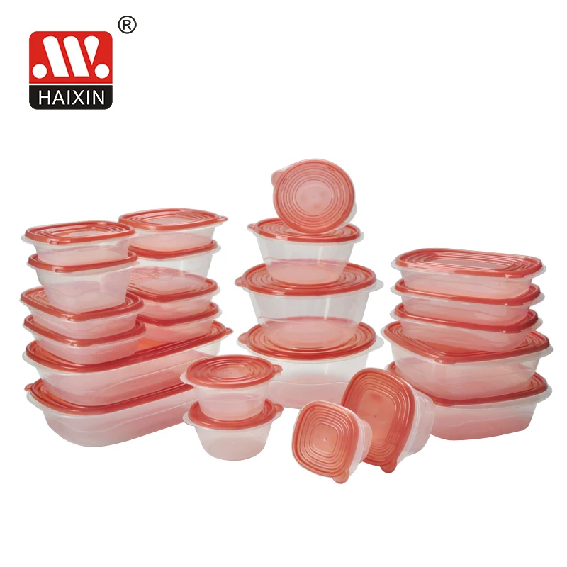 BPA free round clear kitchen microwave container box airtight plastic food storage container box set with lids