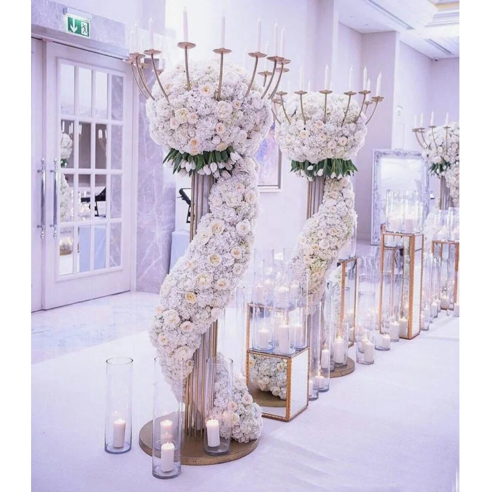 14-arm Metal Floor Candle Holder Gold Candelabra For Wedding Candelabrum Centerpiece decor Candlestick Aisle candelabra Entrance