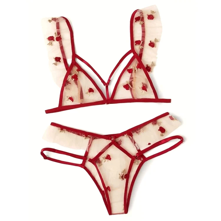 
Latest Fashion Style Hot Girl Bustier Perspective Lace Split Bikini Sexy Underwear Lingerie 