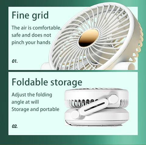 Desktop Wall Hanging Fan Folding Control Shaking Head Household Atmosphere Light Electric Fan Storage for Kitchen Bathroom