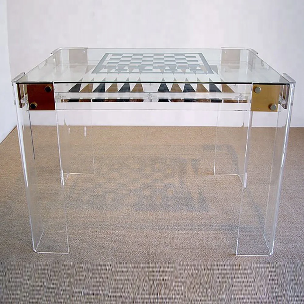 
Satom Custom Wholesale High-end Acrylic Lucite Outdoor Chess Game Board Table Acryl backgammon tabl 
