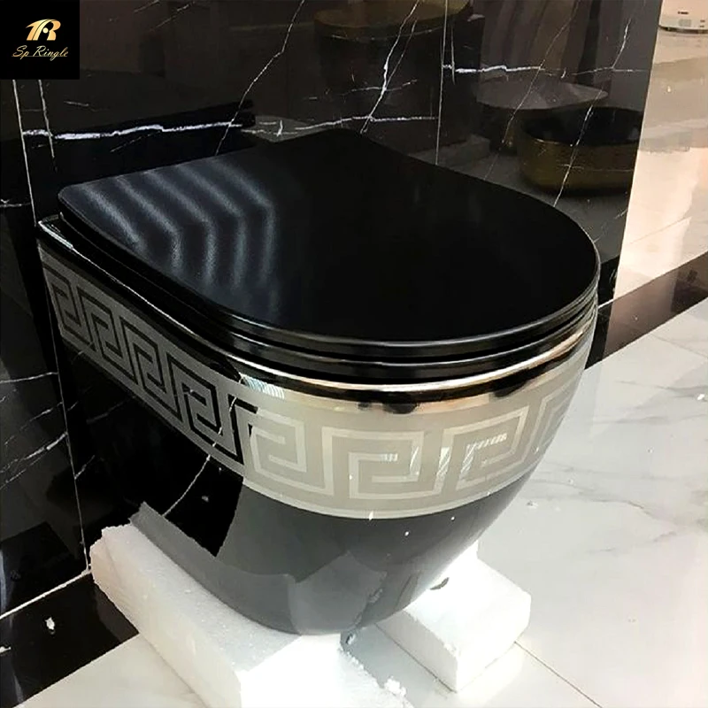 Premium sanitary wares luxury textures design ceramic vortex black wall hung