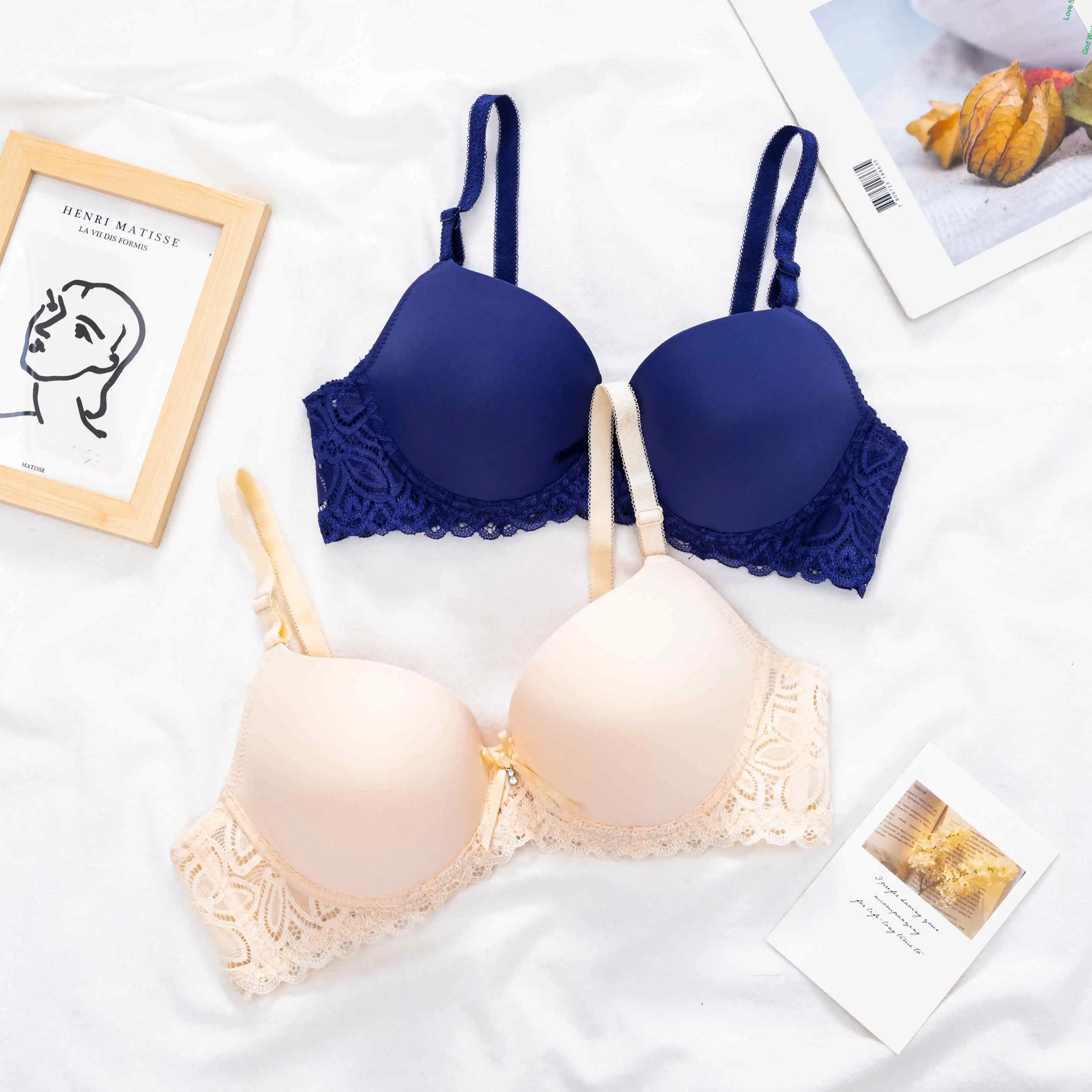 Custom Young Girl 32 Size A B Small Cup Women Seamless Panty Bras Brief Sets Wireless Push Up Bra