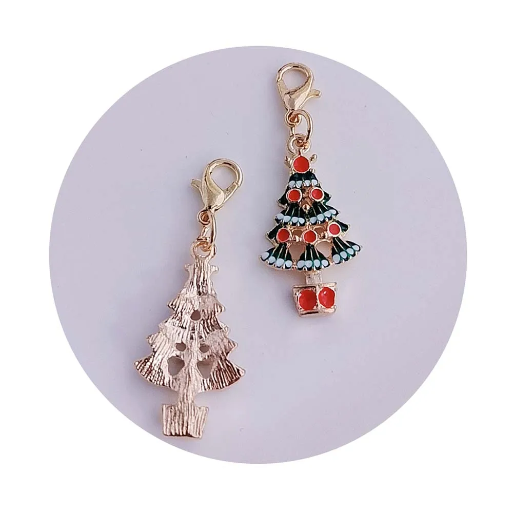 Bulk Christmas key chain Christmas tree enamel charm pendant DIY earring bag hairpin charm