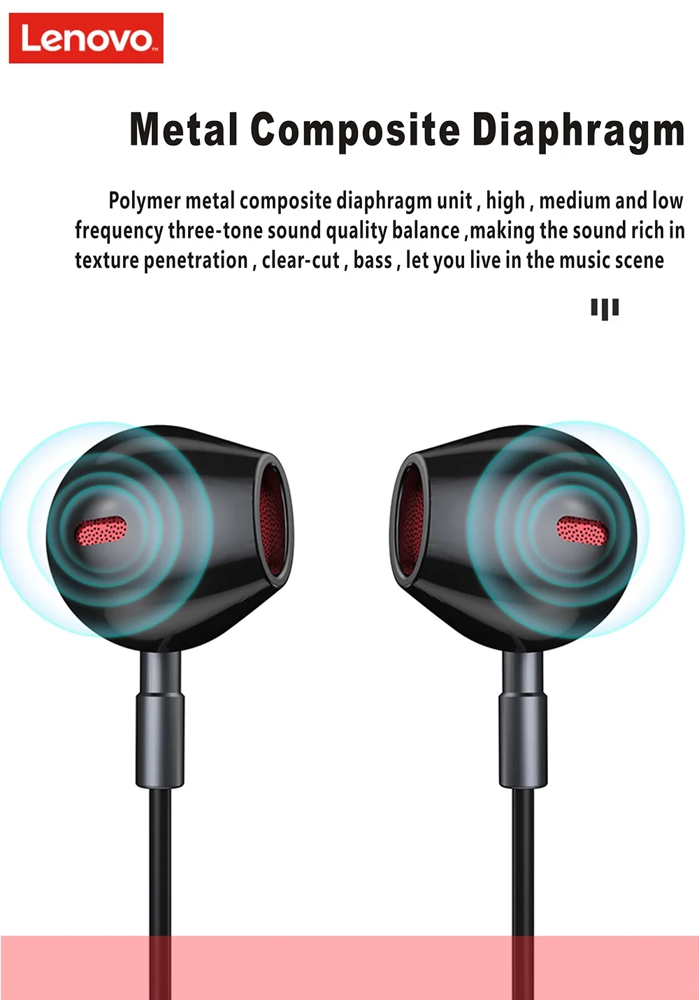 Lenovo Silicone Neckband HE06 wireless earphones with magnetic  function and memory material