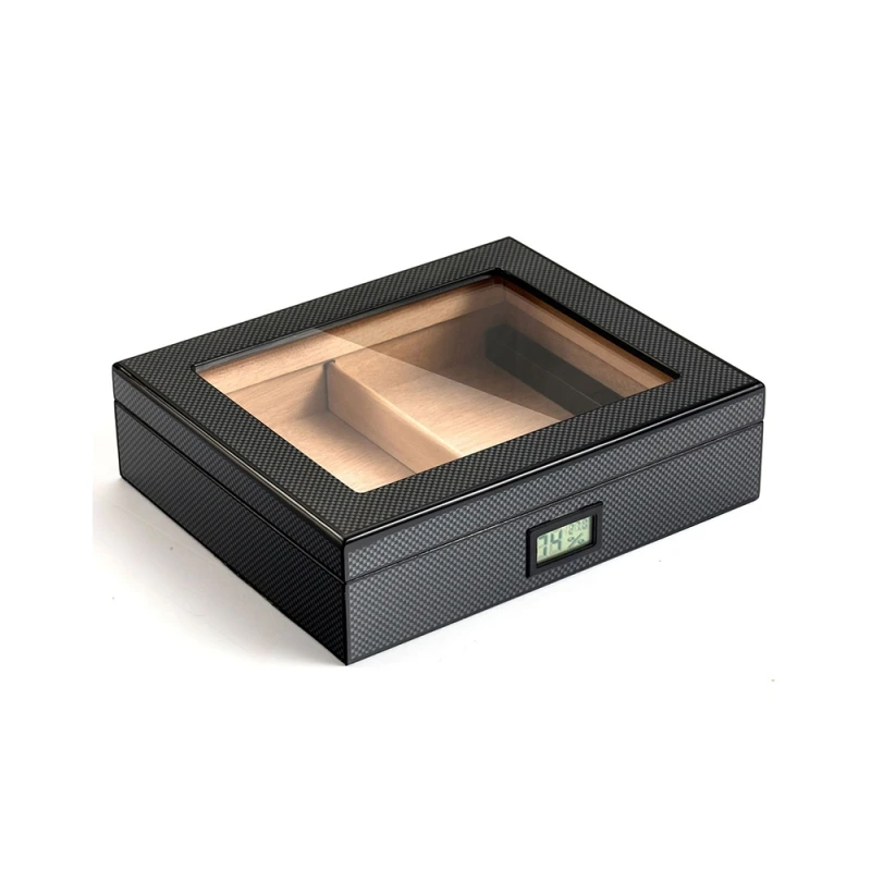 Vanace Cedar Wood Glass Top Luxury Humidifier Desktop Cigar Humidor Box
