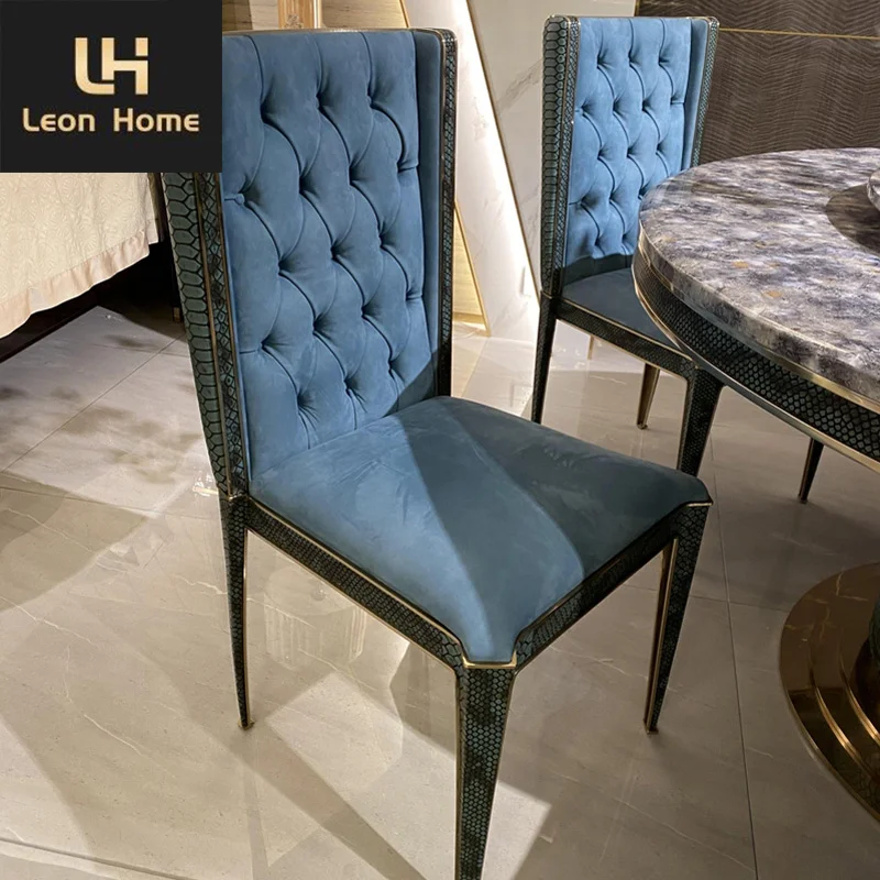 Factory Custom Durable Crocodile Microfiber Leather High Back Upholstered Modern Dining Chairs For Restaurant/Dining Room