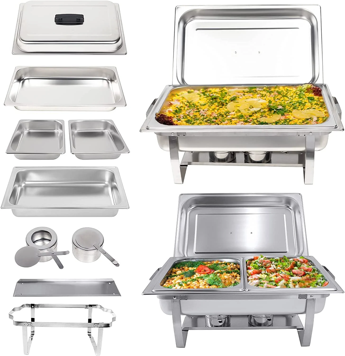 Heavybao Buffet Food Warmer Sets Stainless Steel Chaffing Dishes Sets Foldable Chafing Dishes for Catering Restaurant Hotel