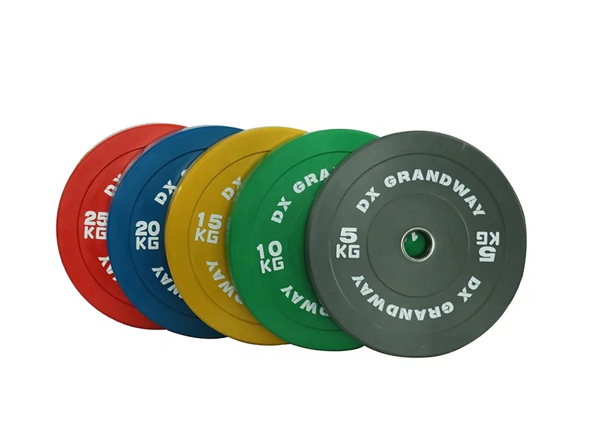 DX Grandway Manufacture Kg Gym Equipment bumper plate color bumper plate set pounds color bumper plate set lbs