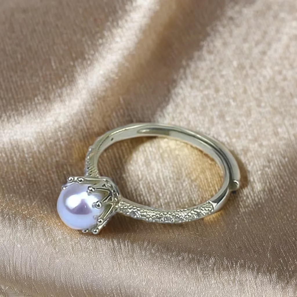 2024 Gold Plated Vintage Rings Wholesale 925 Sterling Silver Casual Rings For Ladies Freshwater Pearls Ring