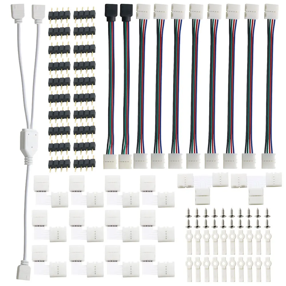 
95PCS RGB Colorful LED Solder Free Lamp with Terminal Accessories Set Fixed Clip Connection Extension Cable 