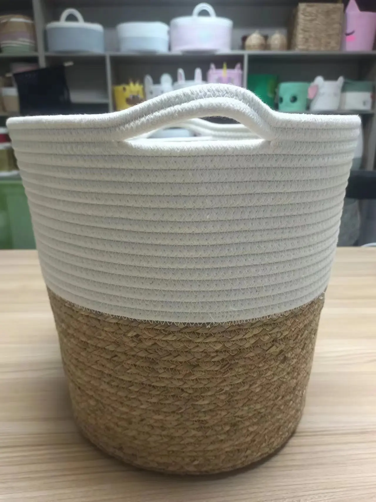 2023 hot sales with handle pure cotton rope basket laundry basket toy storage basket