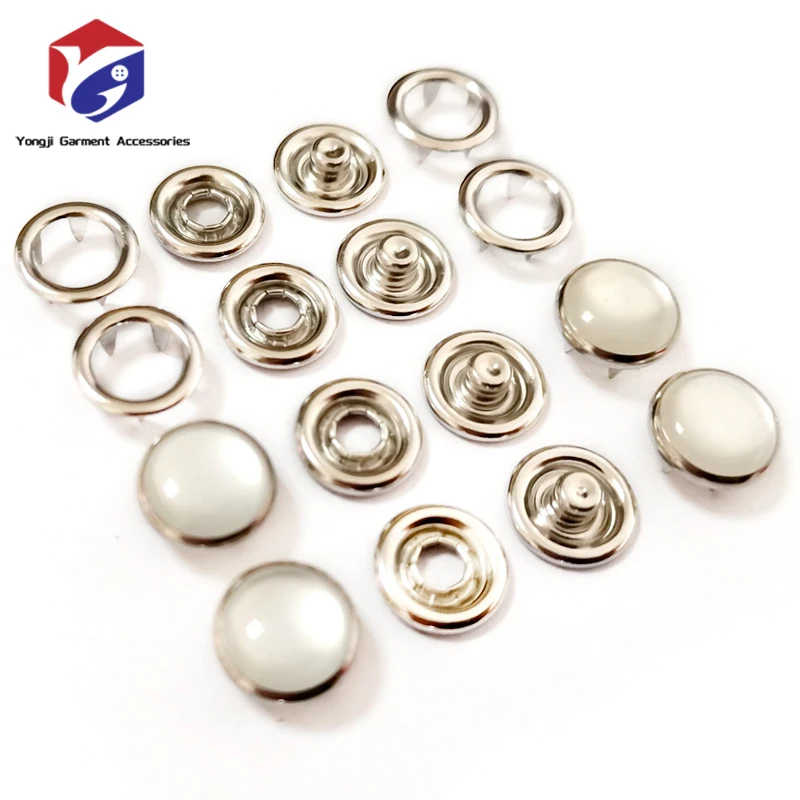 Yongji Hot Sales Factory Pearl Snaps Fasteners Kit 10mm Clothes Ring for Western Shirts Clothes Prong Ring Snaps