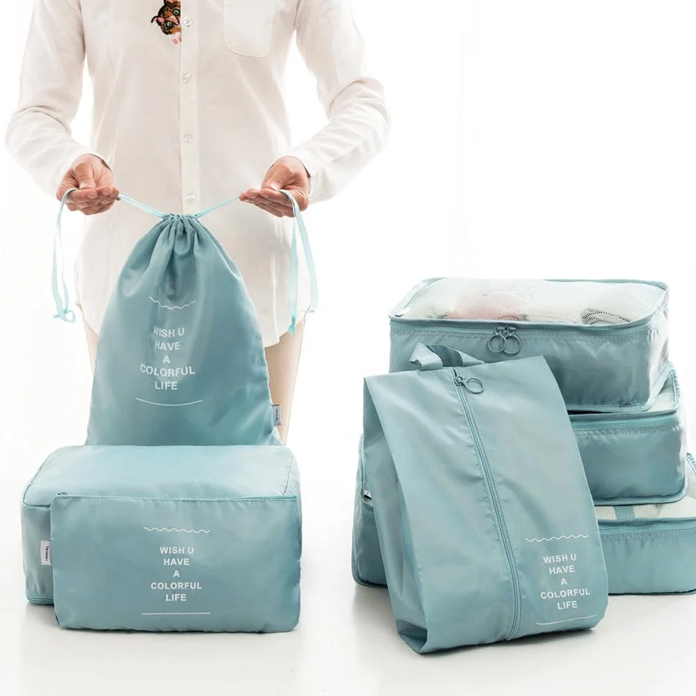 6 pcs lightweight luggage organizer compression packing cubes set waterproof travel clothing storage bag