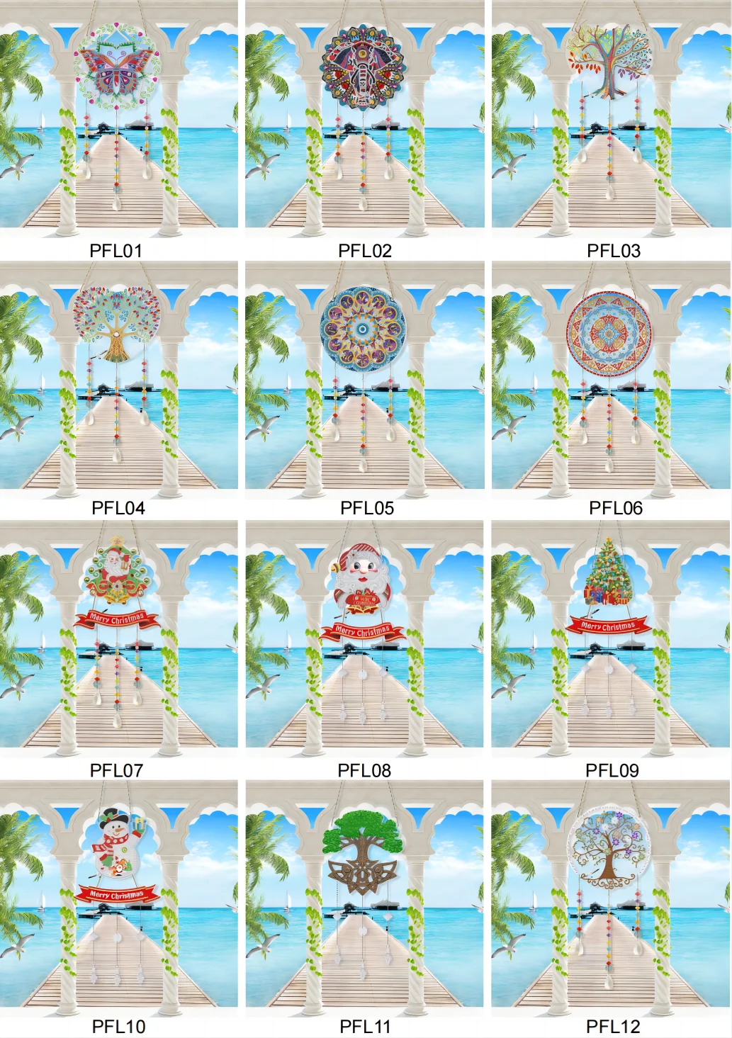 LS 5D DIY Diamond Painting Christmas Diamond Painting Butterfly Pendant DIY Butterfly Embroidery Wind Chime Decoration Painting