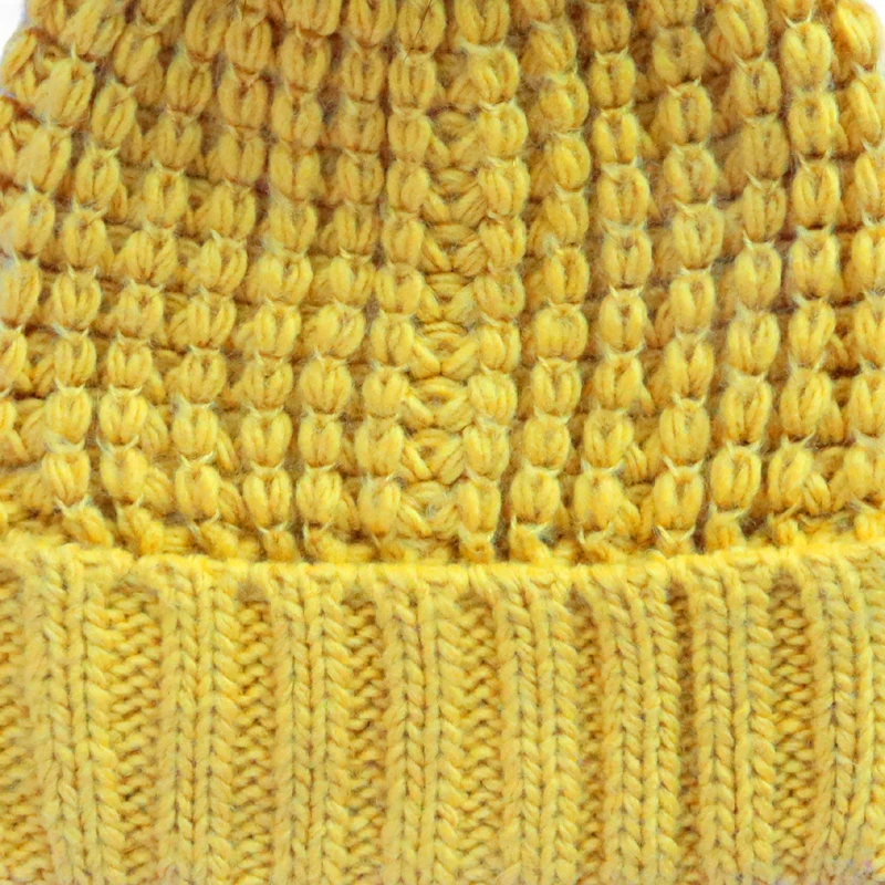 wholesale Yellow knit Beanie cap 100% Acrylic ski sports caps winter hats for women custom Beanie hats for women
