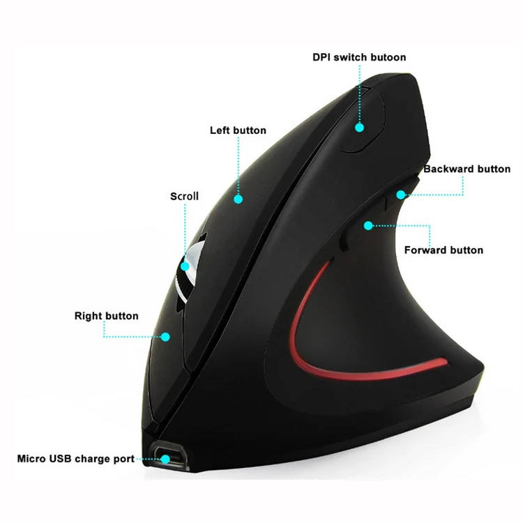 
Rechargeable Wireless Ergonomic Mouse Vertical Mouse Computer Laptop 2.4G Wireless Rechargeable Ergonomic Wireless Mouse 