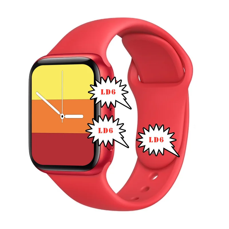 2021 New 1.72inch LD6 Smart Watch BT Calling Full Screen Series 6 Body Temperature Heart Rate Pressure Waterproof