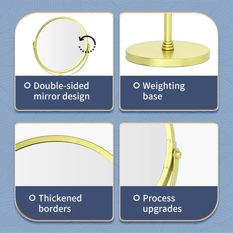 Personalized Gold Desktop Cosmetic Mirror Home Use Vanity Double-Sided Magnifying Mirrors