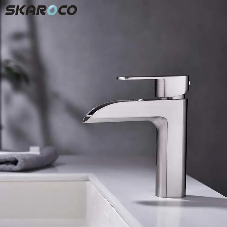 
Trade Assurance Modern Bathroom Brushed One Way Single Handle Basin Faucet Mixer Tap 