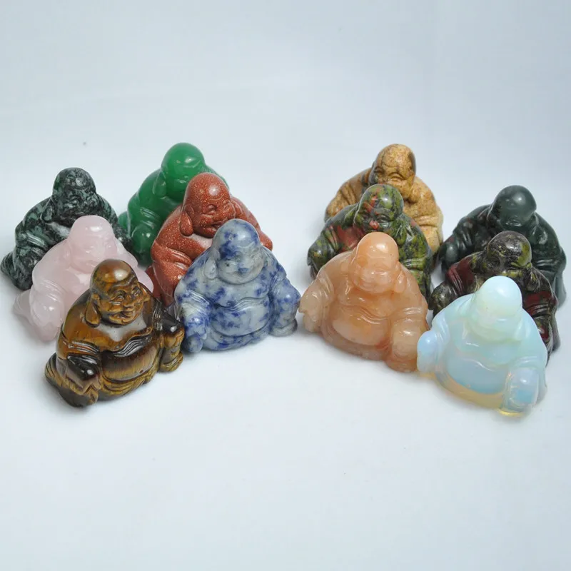 Wholesale Natural Crystal  Folk Crafts Carved  Buddha Statue Stone For Feng Shui Healing Home Decoration