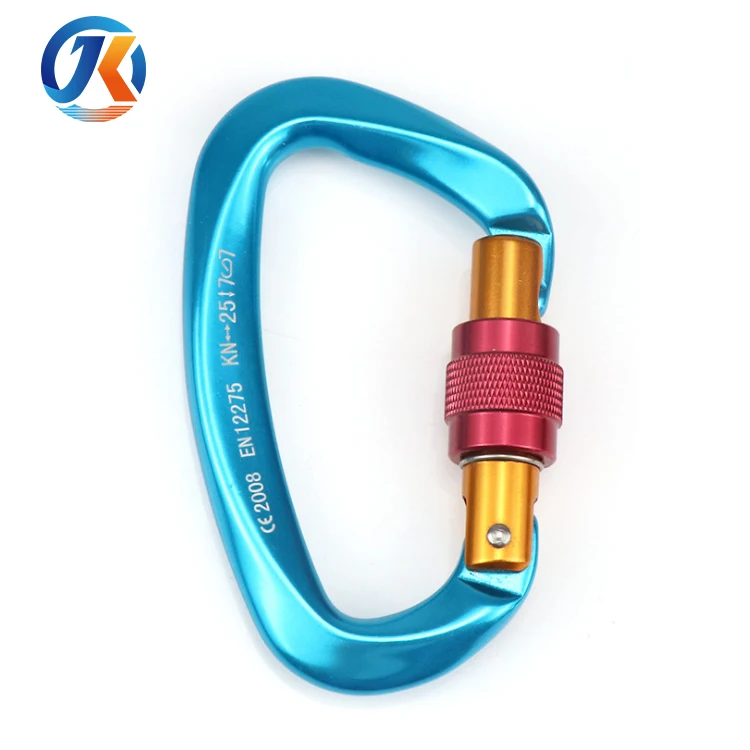Aluminum D Shape Screw-locking 25KN Climbing Carabiner