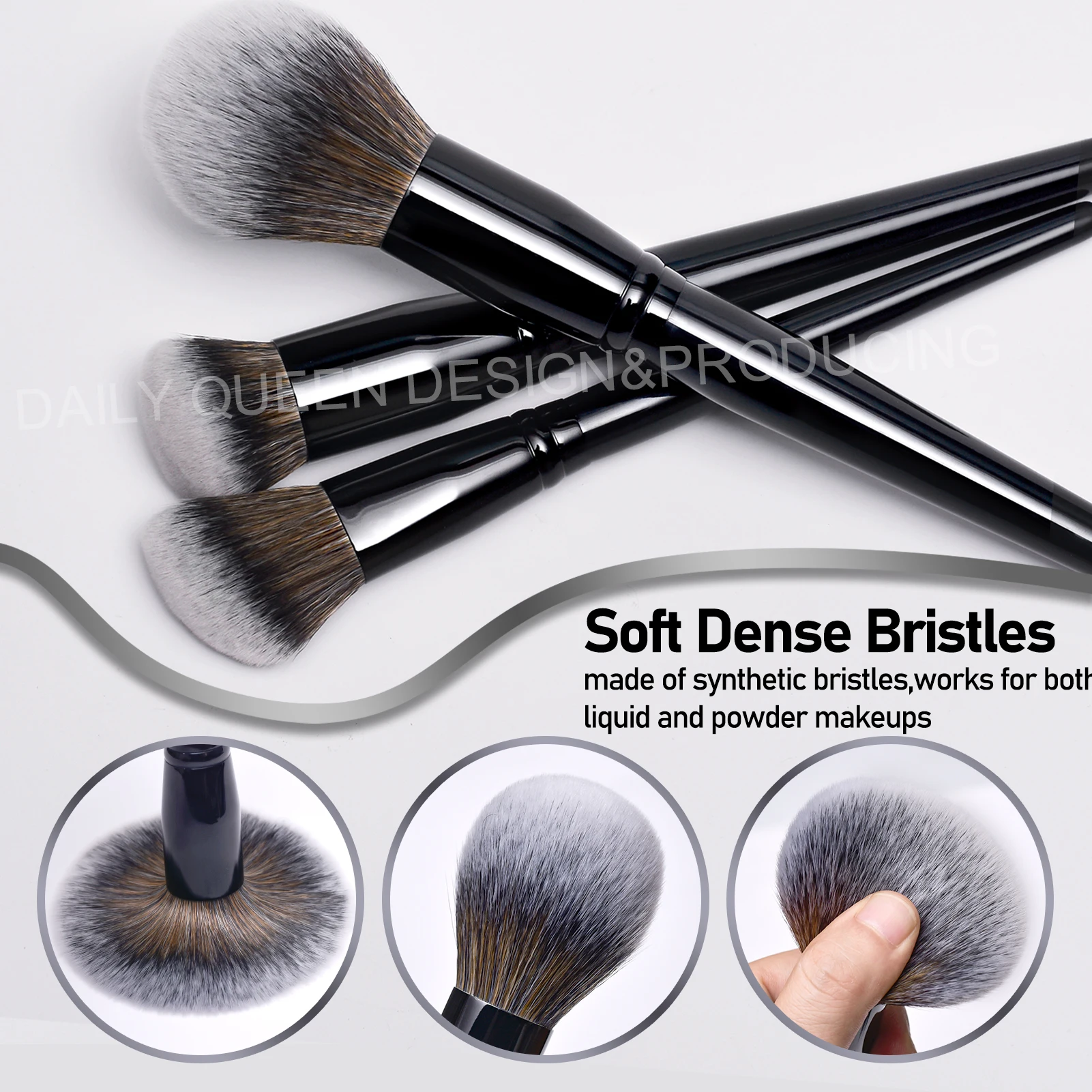 DailyQueen NEW high-quality 19pcs Black super soft hair makeup brushes custom logo professional fan flat make up brush set