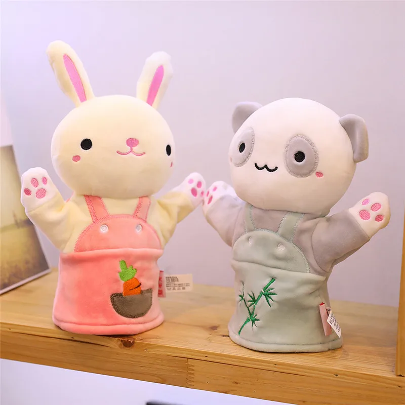 Plush animal hand puppet soft plush toy interesting gift zoo Panda/Monkey/Rabbit hand puppets for kids