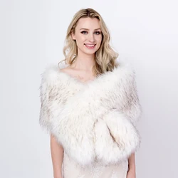 Hot selling winter poncho cape shawl long faux fur shawl