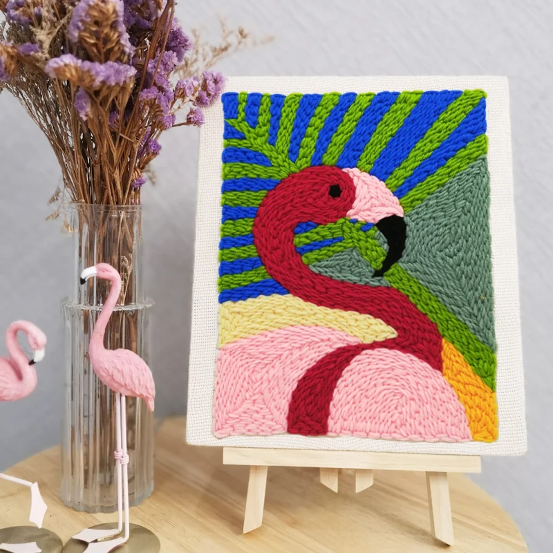 Wholesale Rug Hook Sets Lovely Parrot Animal Framed Professional Punch Needle Kit
