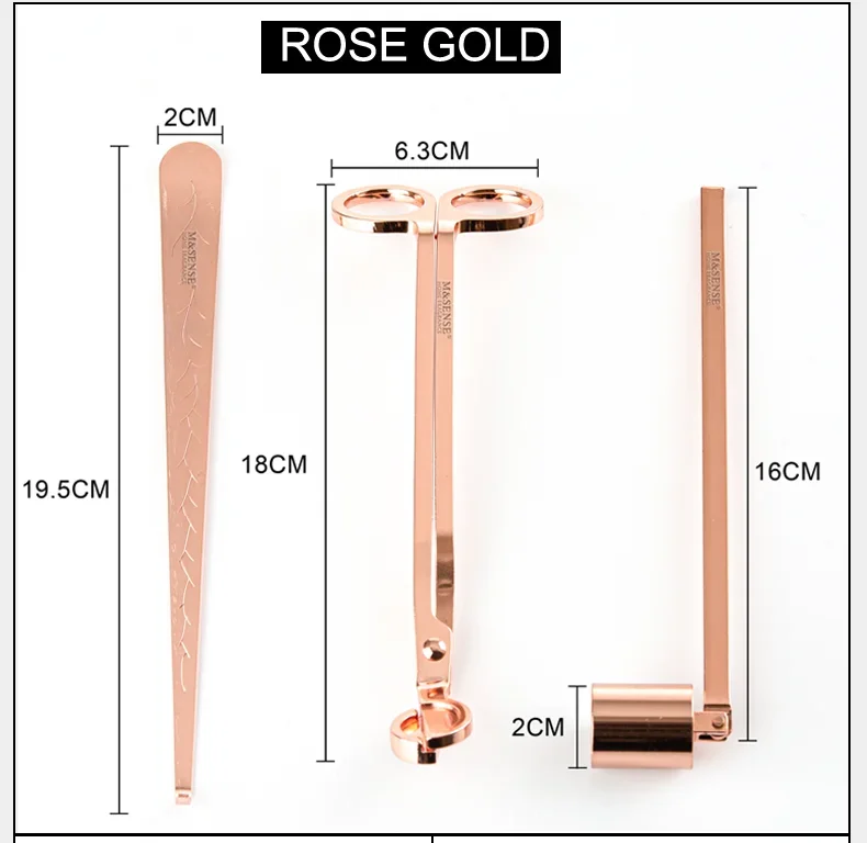 Engraved Stainless Steel Wholesale Bulk Custom Lighter Snuffer Black Candle Tool Wick Trimmer sets