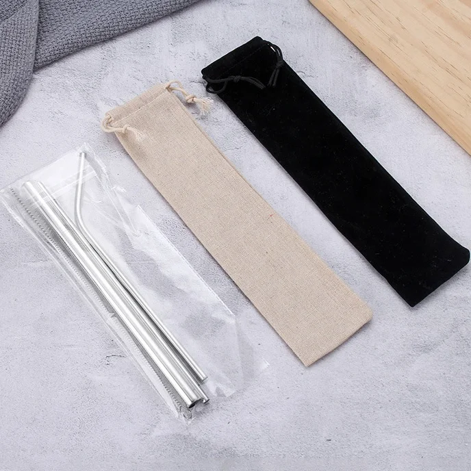 
Stainless Steel Reusable Drinking Metal Straws Set of 3 with Brushes Environment-Friendly Straws with three kinds packing 