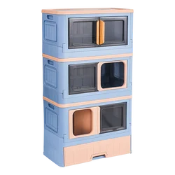 Gato Cartoon Fully Enclosed Toilet Foldable Hidden Furniture Cat Litter Tray Box Enclosure With Cat Litter