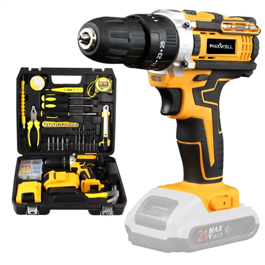 cordless Lithium battery Electric Drill Dual Speed Charging Drill 21V Power Tool Drill Machine