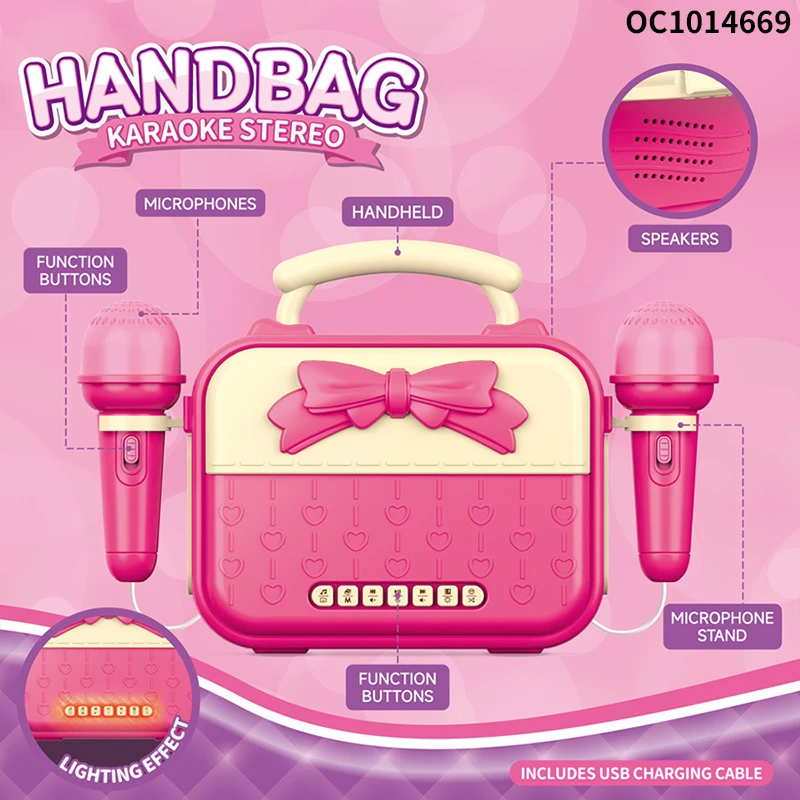 Wholesale custom baby singing toys sound box with 2pcs karaoke microphone machine toys for kids adults