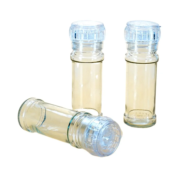 Spice Glass bottle Spice Shaker bottles and Pepper Bottle with mill granders lid wholesale 110ml/92ml