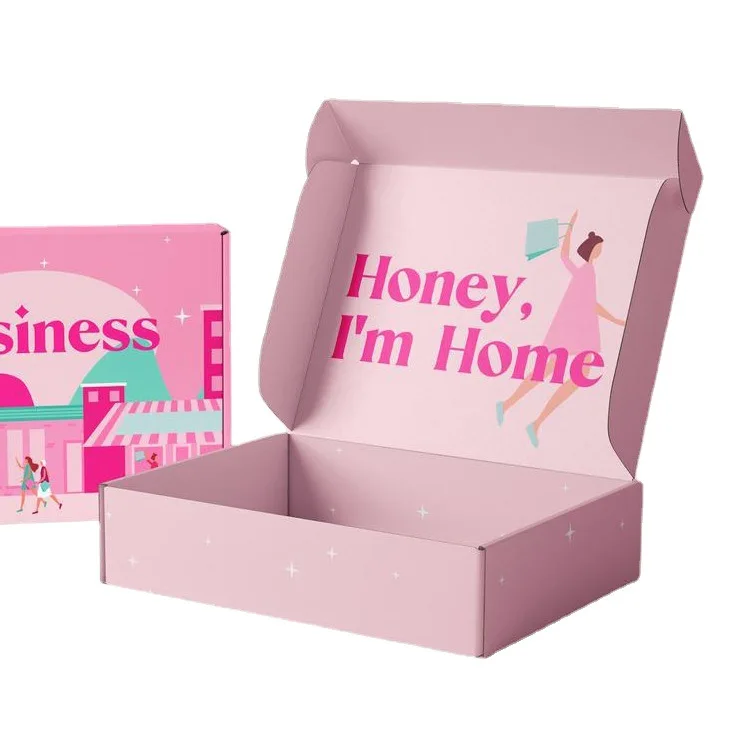 Custom Brand Logo Design Printed Recycled Folding Mailer Packaging Paper Mailing Case Corrugated Shipping Delivery Aircraft Box