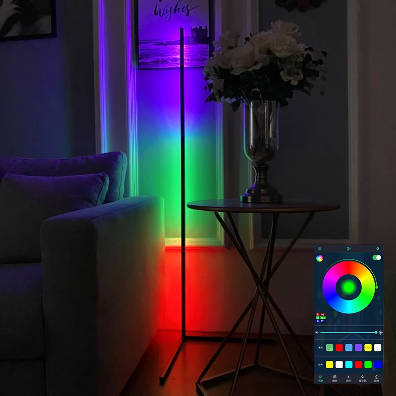 Nordic Minimalist Bedroom Living Room Atmosphere vibrant color changing corner RGB standing Floor Lamp