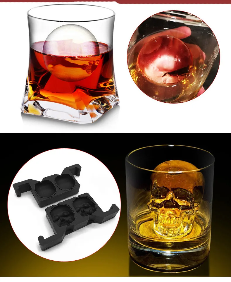 jumbo Silicone Ice Cube tray Mold,Premium Clear Ghost shape Ice Cube Maker
