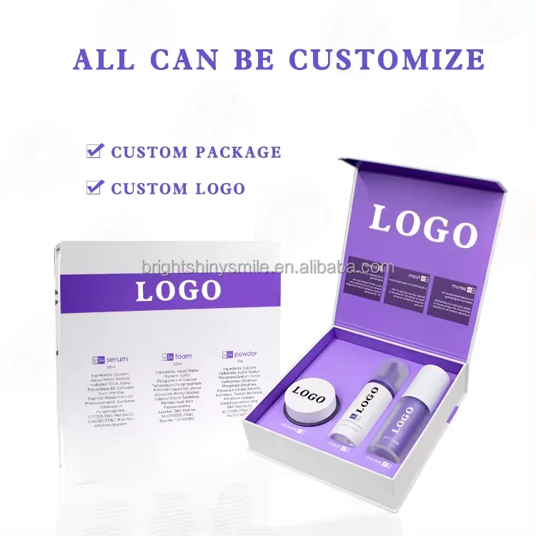 Private label  Home Oral Care Tooth Whiten Toothpaste Foam V34 Colour Corrector Teeth Whitening Mousse Purple Foam Toothpaste