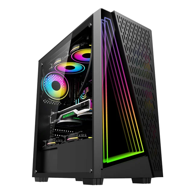 0,5 мм SPCC черное покрытие блок питания ATX/M-ATX/ITX случае игровой компьютер с USB1.0 * 2 + HD аудио USB3.0 * 1 шасси размер 330*200*445 мм настольный компьютер *