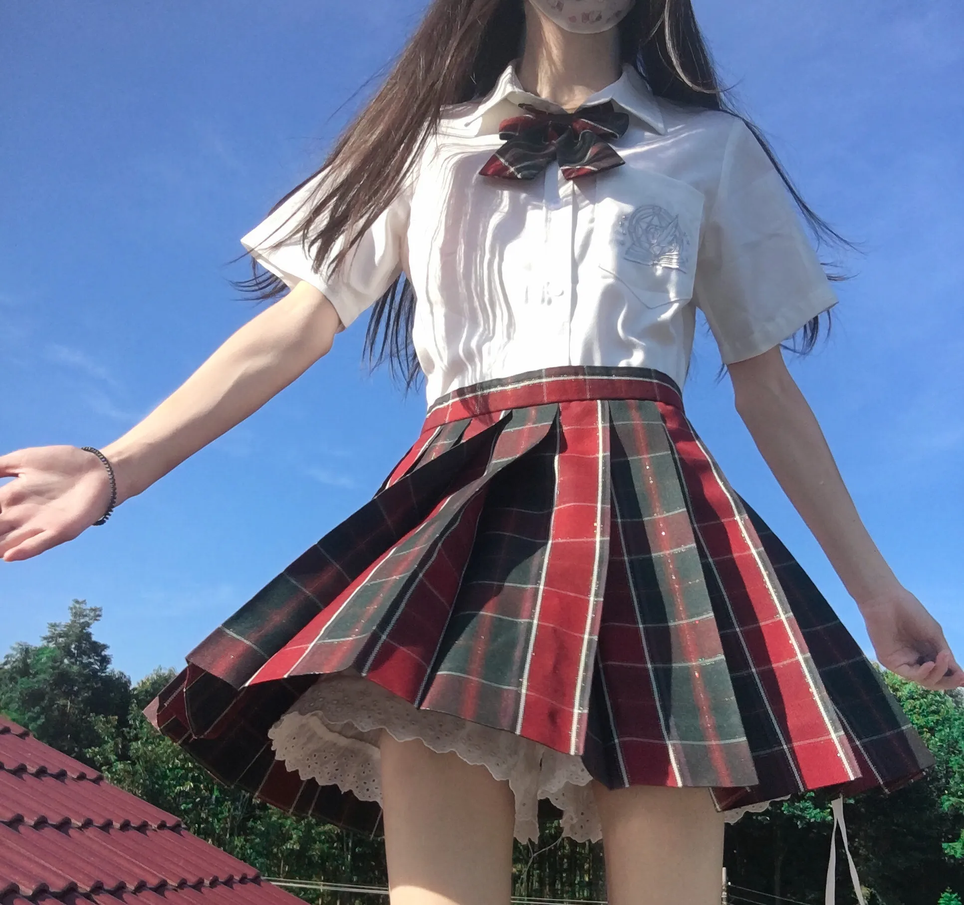 Professional Knife Pleat Craft Beautiful High School Girls Skirts Uniforms Adult School Girl Plaid Skirt