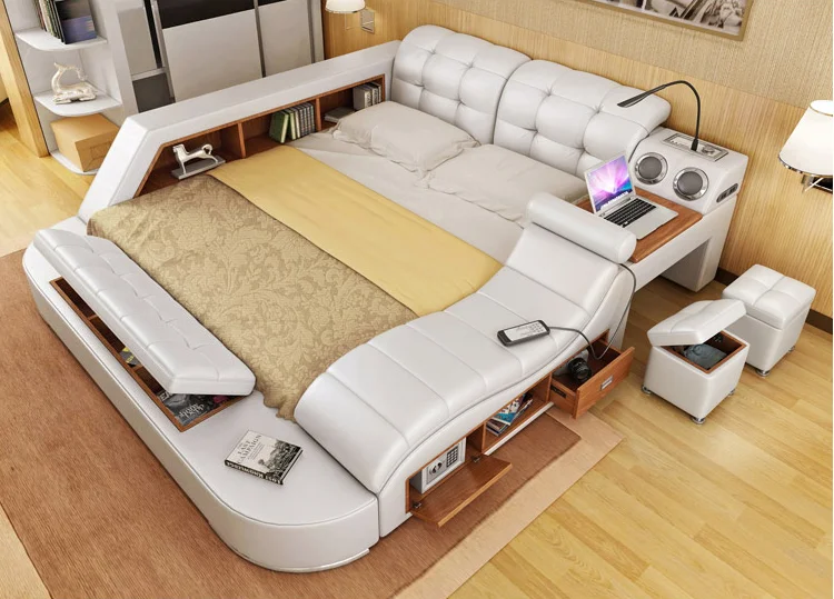 High Quality Latest Design Modern Practical Multi-functional Storage king Size Bed A631B