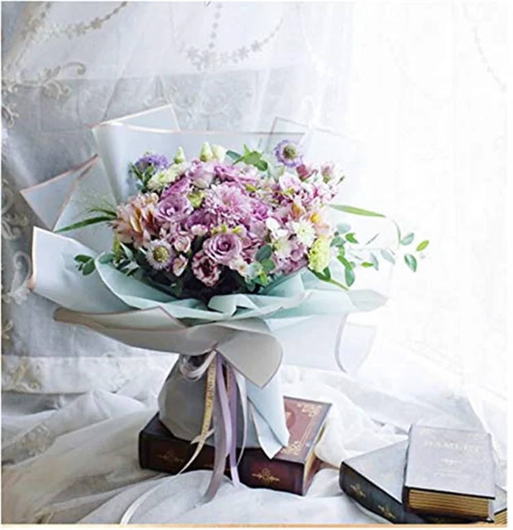 Custom Printing Korean Style Flower Rose Wrapping Packaging Roll Paper Luxury Packaging Boxes For Flowers