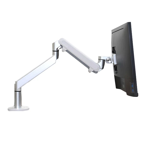Premium Spring Gas Monitor Mount Arm for Single Screens From 17-32 Inch in Silver and Dark Grey