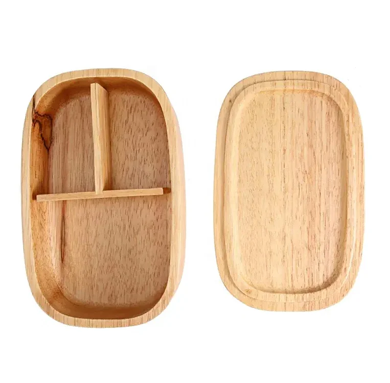 3 compartment eco friendly  wood bento lunch box well made durable  bamboo lunch box