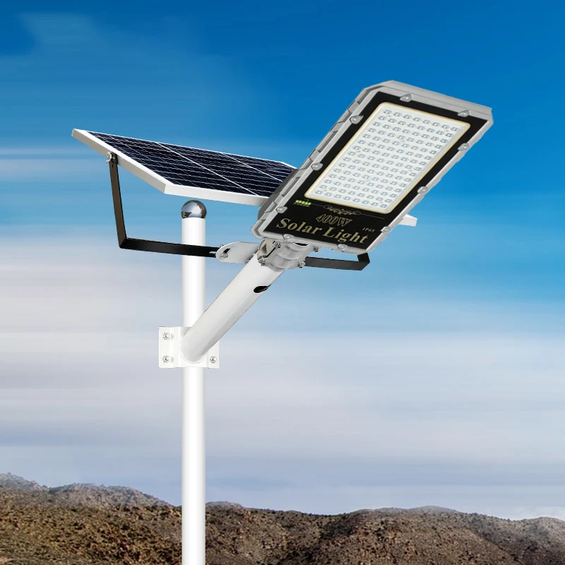 Панель солнечной батареи отделены 400W LED водонепроницаемый ip 65 световой пульт дистанционного управления Лидер продаж на открытом воздухе сад 30AH алюминиевый уличных фонарей